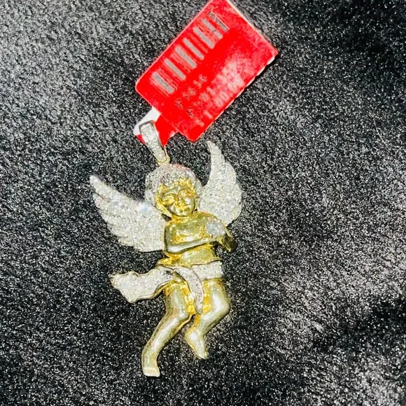 Real diamond.55ct custom made angel pendant charm gold  vermeil best gift ever - Picture 7 of 8